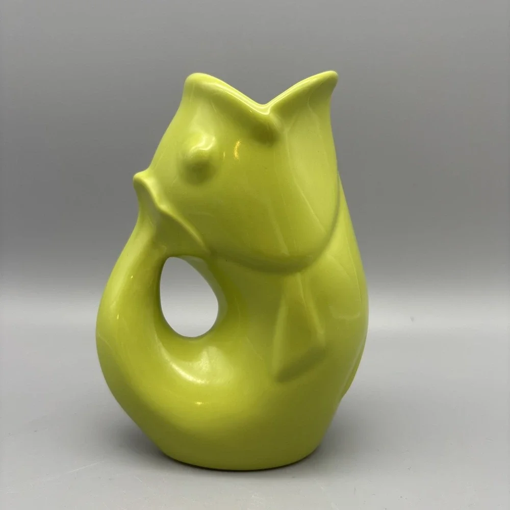 Lime Green Gurgle Pot 6.5